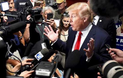 President Trump answering questions from journalists