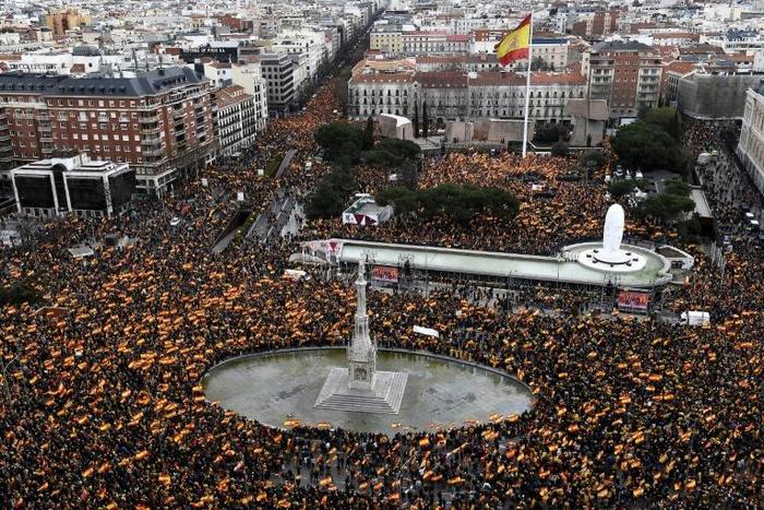The protest comes just two days before the high-profile trial of Catalan separatist leaders in Madrid