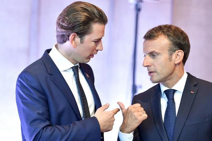 Austria's Chancellor Sebastian Kurz (L) has joined Germany's leaders in criticising French President Emmanuel Macron's vision for Europe