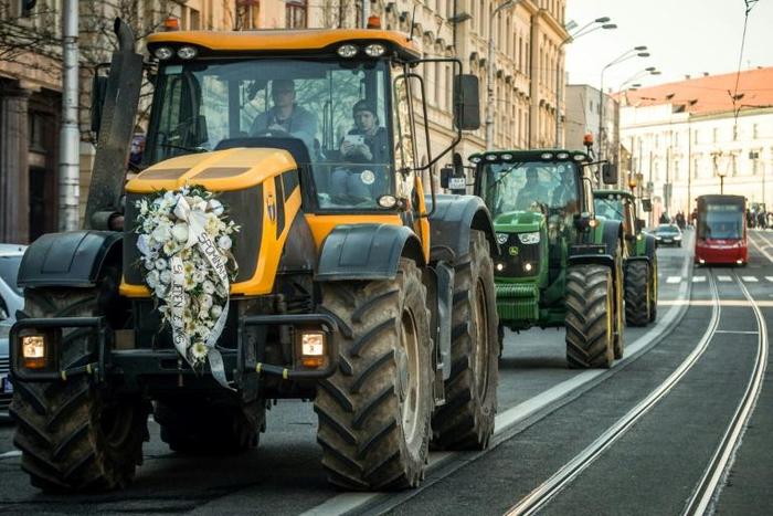 Farmers clogged Slovakia's capital Bratislava with tractors in protest at alleged fraud in EU farm subsidies first made public by journalist Jan Kuciak who was murdered last year