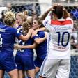 Chelsea's Erin Cuthbert (C) scored a stunning goal to keep Chelsea in their Women's Champions League with Lyon