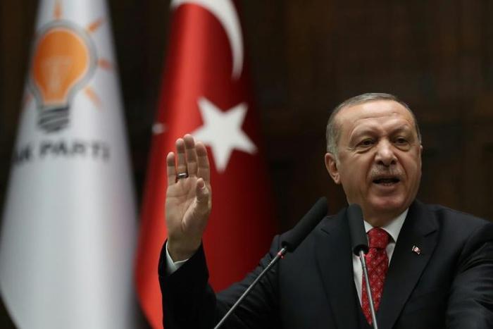 Turkey's President Recep Tayyip Erdogan delivers a speech in Ankara, on February 5, 2019