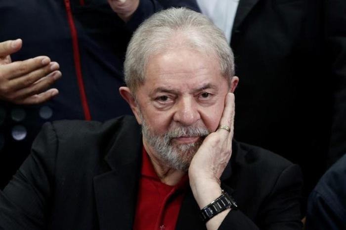 Former Brazilian president Luiz Inacio Lula da Silva seen here at a 2017 press conference before being jailed on corruption charges -- he has asked for leave to attend the funeral of his seven-year-old grandson, who died of meningitis