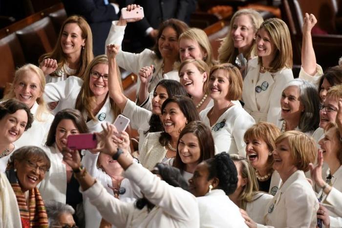 Women members of the US Congress dressed in white in tribute to the women's suffrage movement, but also as a challenge to President Donald Trump as he delivered his State of the Union speech on February 5, 2019