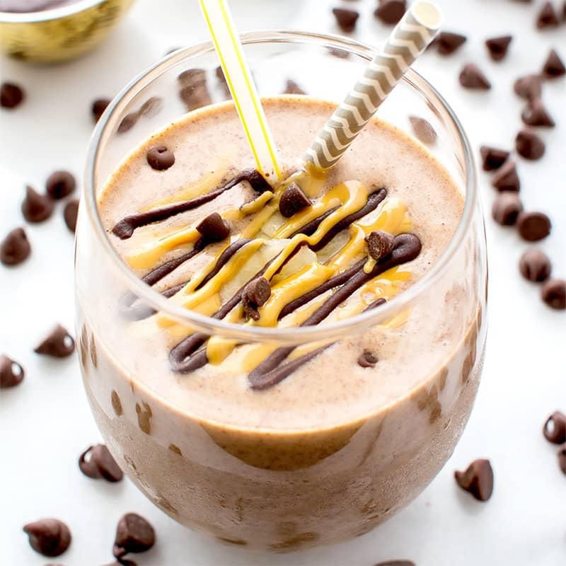 Banana, chocolate and peanut butter smoothie