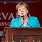 German Chancellor Angela Merkel delivered the keynote speech at Harvard University's 368th commencement ceremony