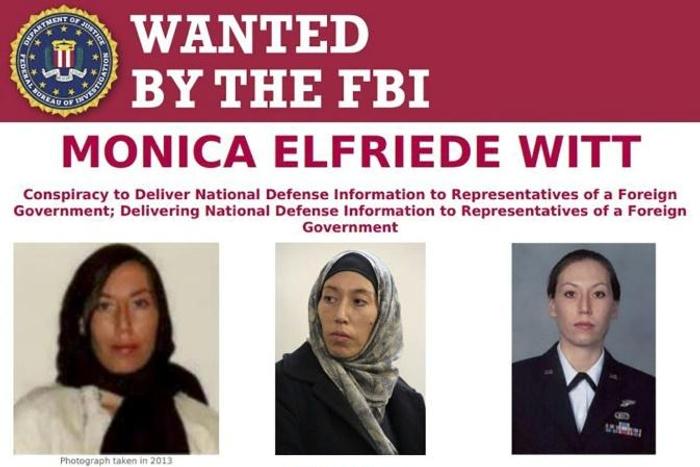 An FBI wanted poster for Monica Witt, a former US Air Force counterintelligence officer who, according to a new indictment, defected to Iran and revealed top secret US intelligence operations to the Iranians