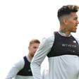 Fitness boost - Roberto Firmino taking part in a team training session at Liverpool's Melwood training ground on Tuesday