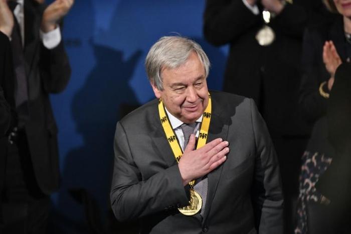 UN Secretary-General Antonio Guterres warned Europe it had to stick together or face the potential threat of a new cold war after receiving the Charlemagne Prize for his contribution to bolstering continental unity