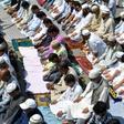 Kashmiri Muslims pray during the last Friday of the holy month of Ramadan at Kashmir's grand mosque in Srinagar
