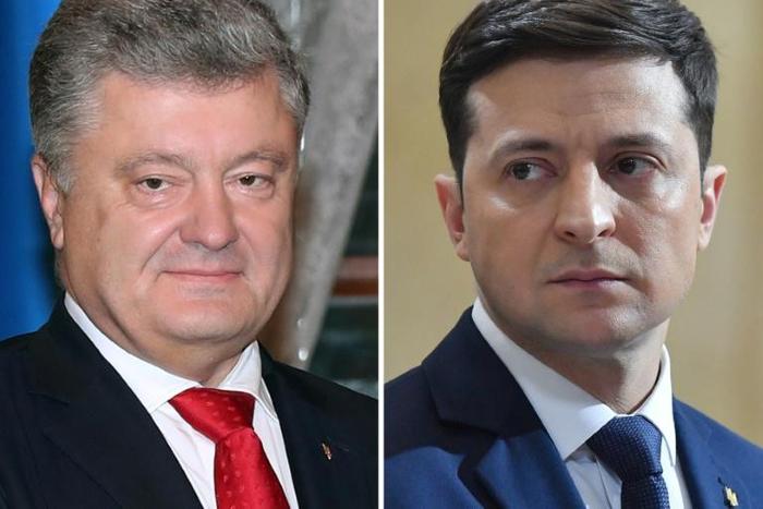 Polls show comedian Volodymyr Zelensky (R) handily defeating President Petro Poroshenko in a second-round of voting on Sunday