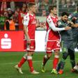 FC Union Berlin players grabbed with Ingolstadt's Almog Cohen after the incident that led a red card for the Israeli midfielder who was then subject to anti-Semitic abuse on Twitter