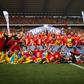 KV Mechelen's players celebrate winning the Belgian Cup after beating KAA Gent