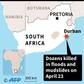 Map of South Africa locating Durban where more than 30 people were killed in floods and mudslide on Tuesday