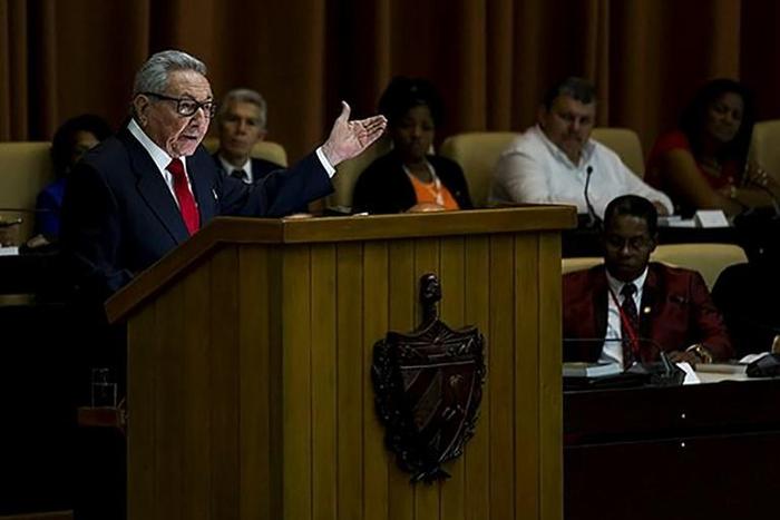 Cuban Communist Party chief Raul Castro speaking to the National Assembly upon ratification of a new constitution that recognizes a limited role for a free market
