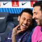 Happy to be back: Neymar was on the bench for Paris Saint-Germain alongside goalkeeper Gianluigi Buffon