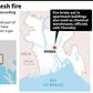 Map of Bangladesh showing the capital where a fire has killed dozens according to officials on Thursday.