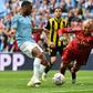 History makers: Raheem Sterling scored a hat-trick as Manchester City thrashed Watford 6-0 in the FA Cup final