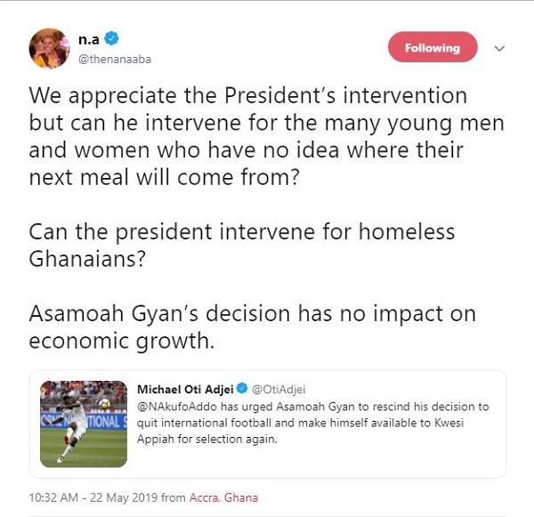 Nana Aba's tweet