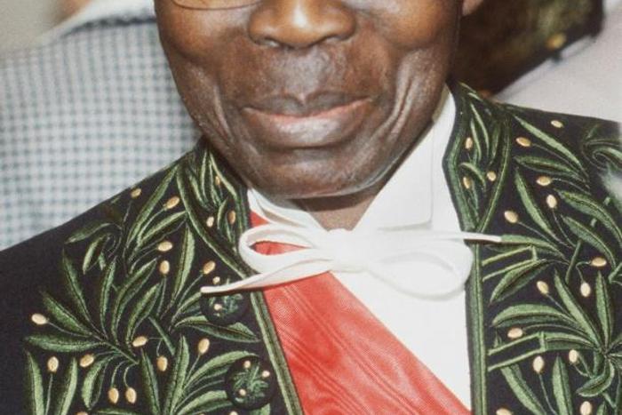 Poet-statesman: Senegal's first president, Leopold Sedar Senghor, pictured in 1984 at the Academie Francaise, the shrine of French literature