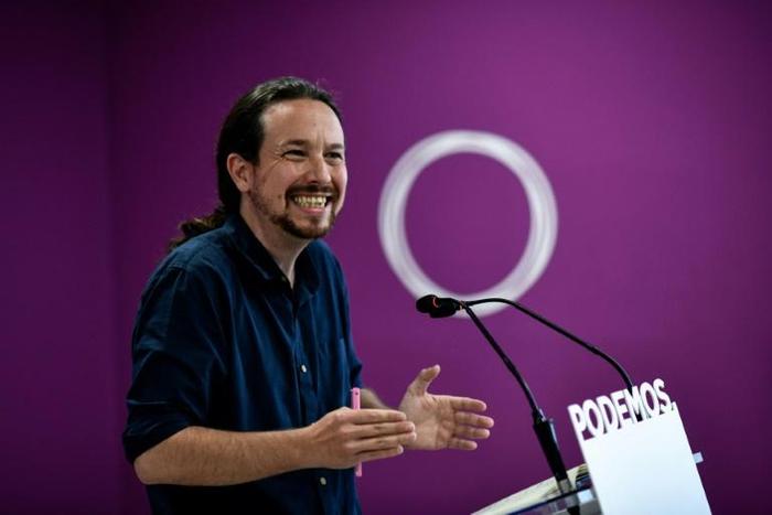 Leader of the far-left party Podemos party Pablo Iglesias gives a press conference in Madrid, on May 27, 2019, a day after Spain held European, local and regional elections. Podemos, which had conquered the biggest Spanish cities in 2015 with other rad...
