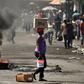 Tires set alight by protesters burn in Port-au-Prince Haiti, on February 17, 2019