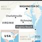 Map locating the city of Virginia Beach where at least 11 people were killed in a shooting on Friday
