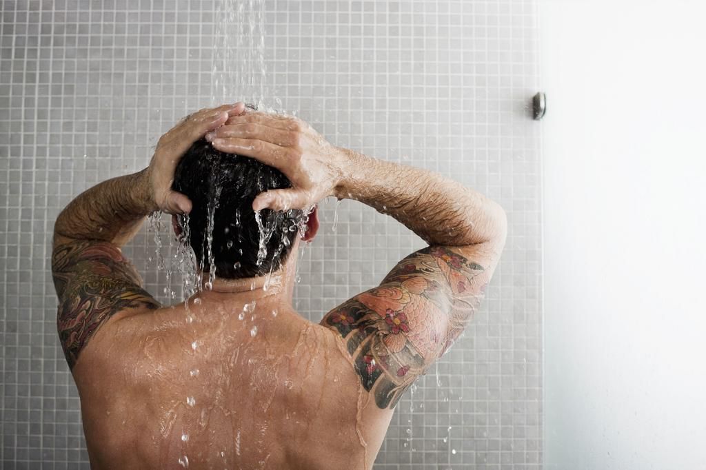 guy shower