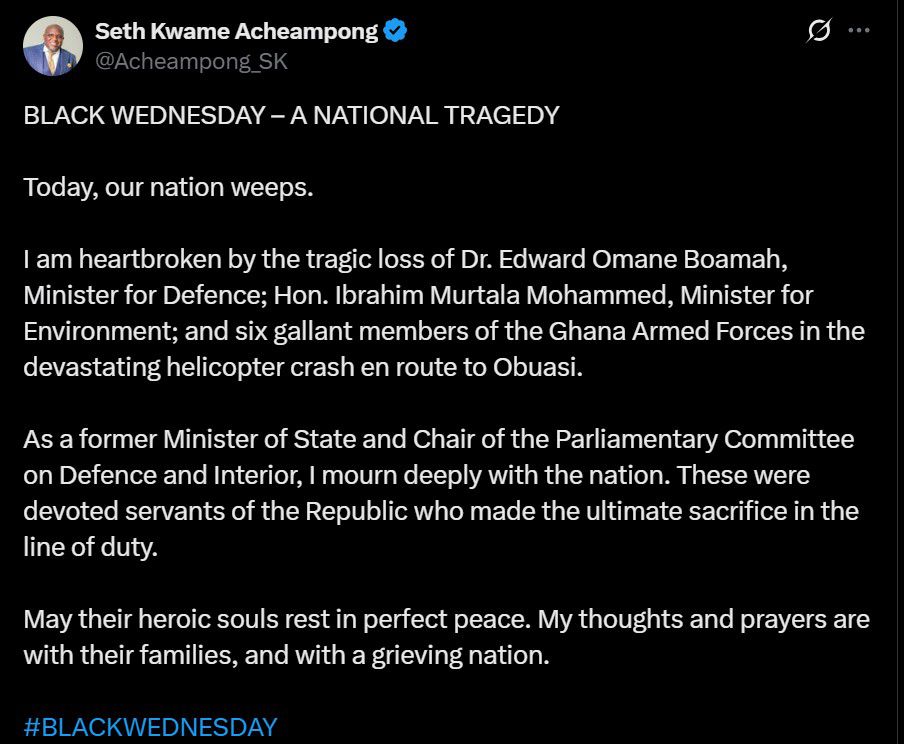 Ablakwa, Fiifi Kwetey, Sam George, others react to death of Omane Boamah, Murtala Mohammed and 6 others