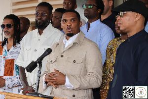 Samuel Eto'o speaking in Burkina Faso