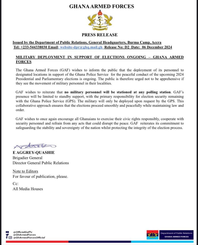 NDC warns Akufo-Addo over military deployment for tomorrow’s elections