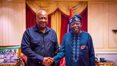 Ghana's President John Mahama and Nigeria's President Bola Ahmed Tinubu