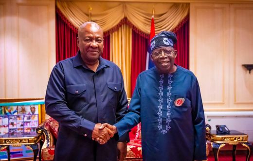 Ghana's President John Mahama and Nigeria's President Bola Ahmed Tinubu