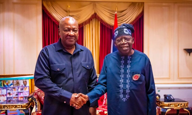 Ghana's President John Mahama and Nigeria's President Bola Ahmed Tinubu