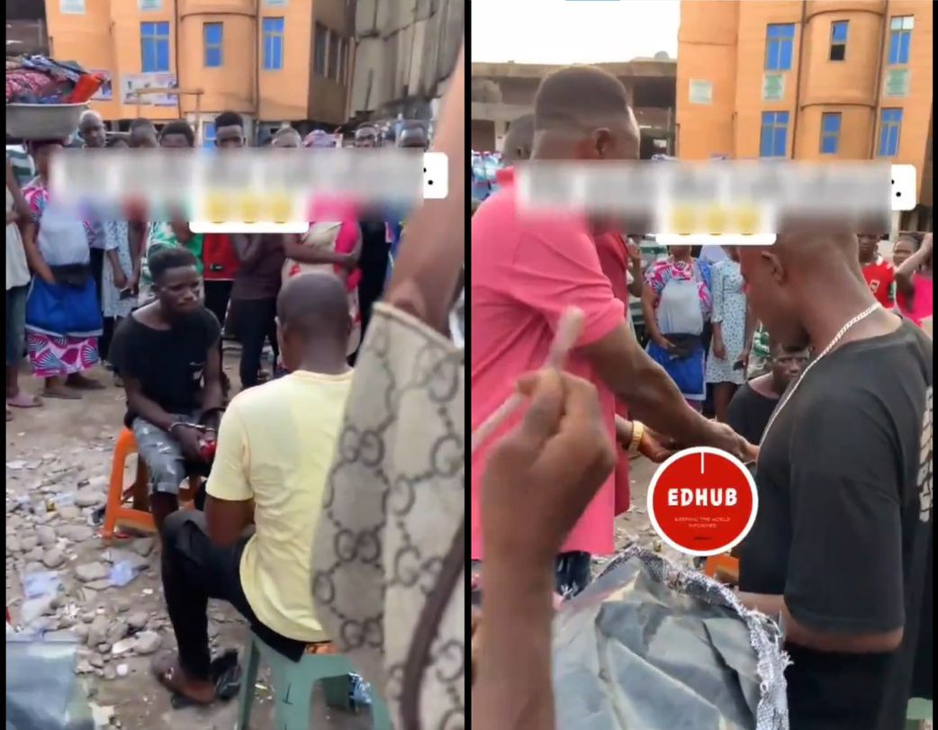 Police officer slaps alleged thief with gun during confrontation at Adum (video)