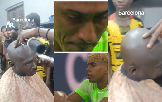 Barcelona fan painfully gets ‘Sakora’ cut by friends after Inter Milan defeat (Video)