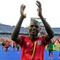 A file photo of Uganda forward Patrick Kaddu celebratng an Africa Cup of Nations victory over the Democratic Republic of Congo in Egypt last month.