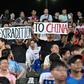 Hong Kong demonstrators unfurled banners and sang a protest song during the match which was held after weeks of protests in the city