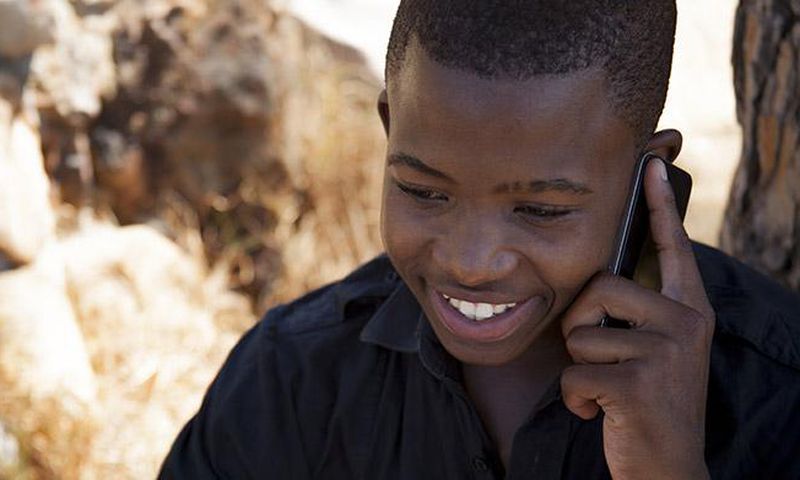 Boy using a phone