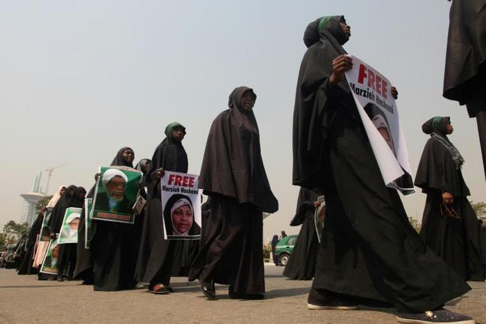 Members of the Islamic Movement in Nigeria demonstrate against the detention of their leader Ibrahim Zakzaky in Abuja on January 22, 2019