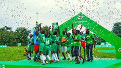 Amoawi Methodist celebrate their victory in the final