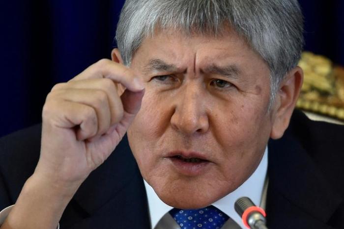 Kyrgyz outgoing President Almazbek Atambayev speaks during his last press conference in 2017