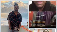 Female fan celebrates Isokoboy's birthday in style, bares nipples in live video