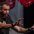 Brazilian theater director Roberto Alvim gestures during an interview with AFP on July 18, 2019