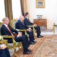 Egyptian President Abdel Fattah al-Sisi (C) met Thursday with US advisor Jared Kushner (3rd-L), shown here in an photo released by Sisi's office