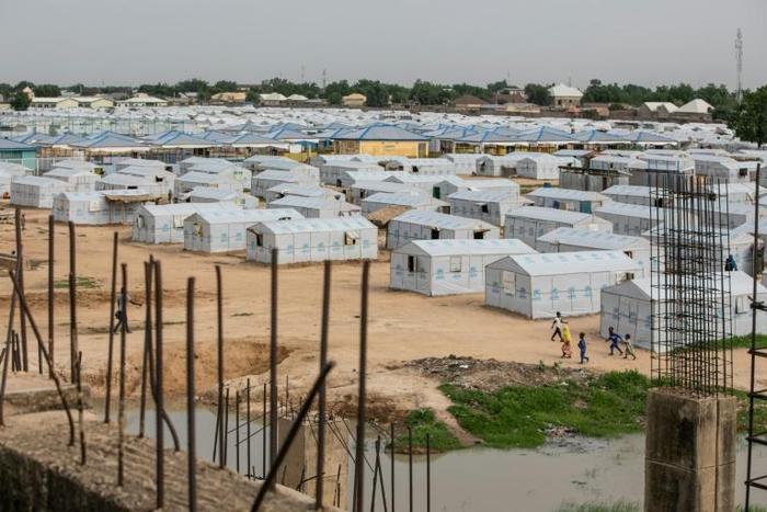Some two million people have been uprooted from their homes and 27,000 killed since the Boko Haram insurgency in Nigeria started 10 years ago. Many now survive in displaced camps such as this one at the unfinished Mohammed Goni Stadium in Maiduguri