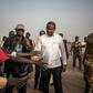 Malian Prime Minister Boubou Cisse greets supporters on visiting in Sevare, central Mali