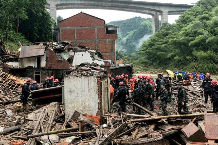 Footage on state broadcaster CCTV showed fields and streets flooded by muddy water, submerged vehicles, scattered debris and trees blown over as strong winds and rain from Typhoon Lekima pounded cities along the seaboard