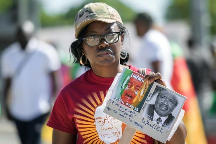 Protesters in Geneva have not been granted permission to approach the five-star hotel where Cameroon's president is staying