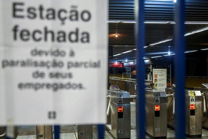 A view of closed metro station in Sao Paulo, Brazil, during a national strike called by trade unions over Brazilian President Jair Bolsonaro's pension reforms